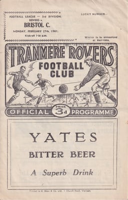 Tranmere Rovers v Bristol City Match Programme 1961-02-27